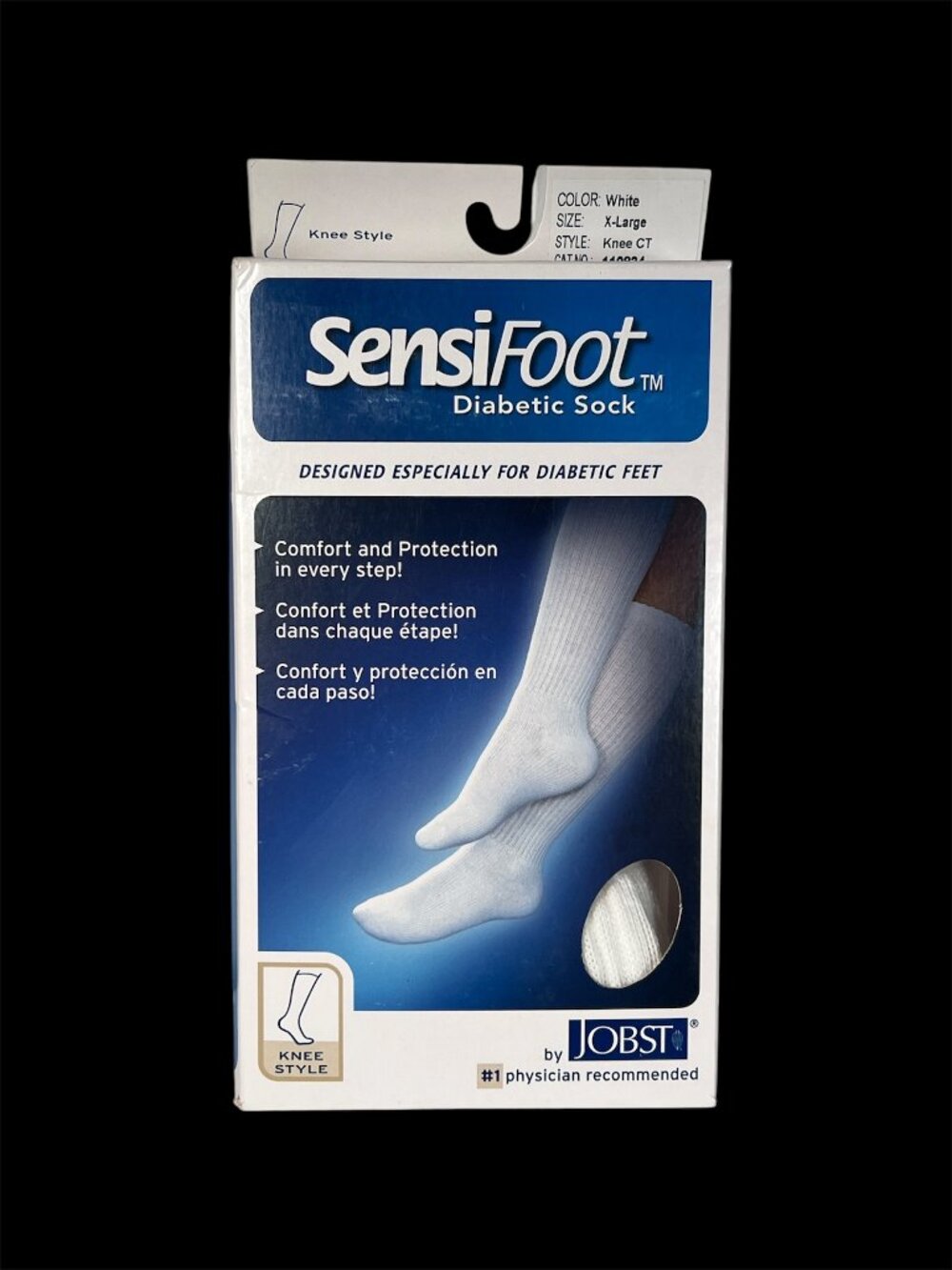 Jobst SensiFoot Diabetic Sock White Knee XL Mild Compression 8-15mmHg 110834 New